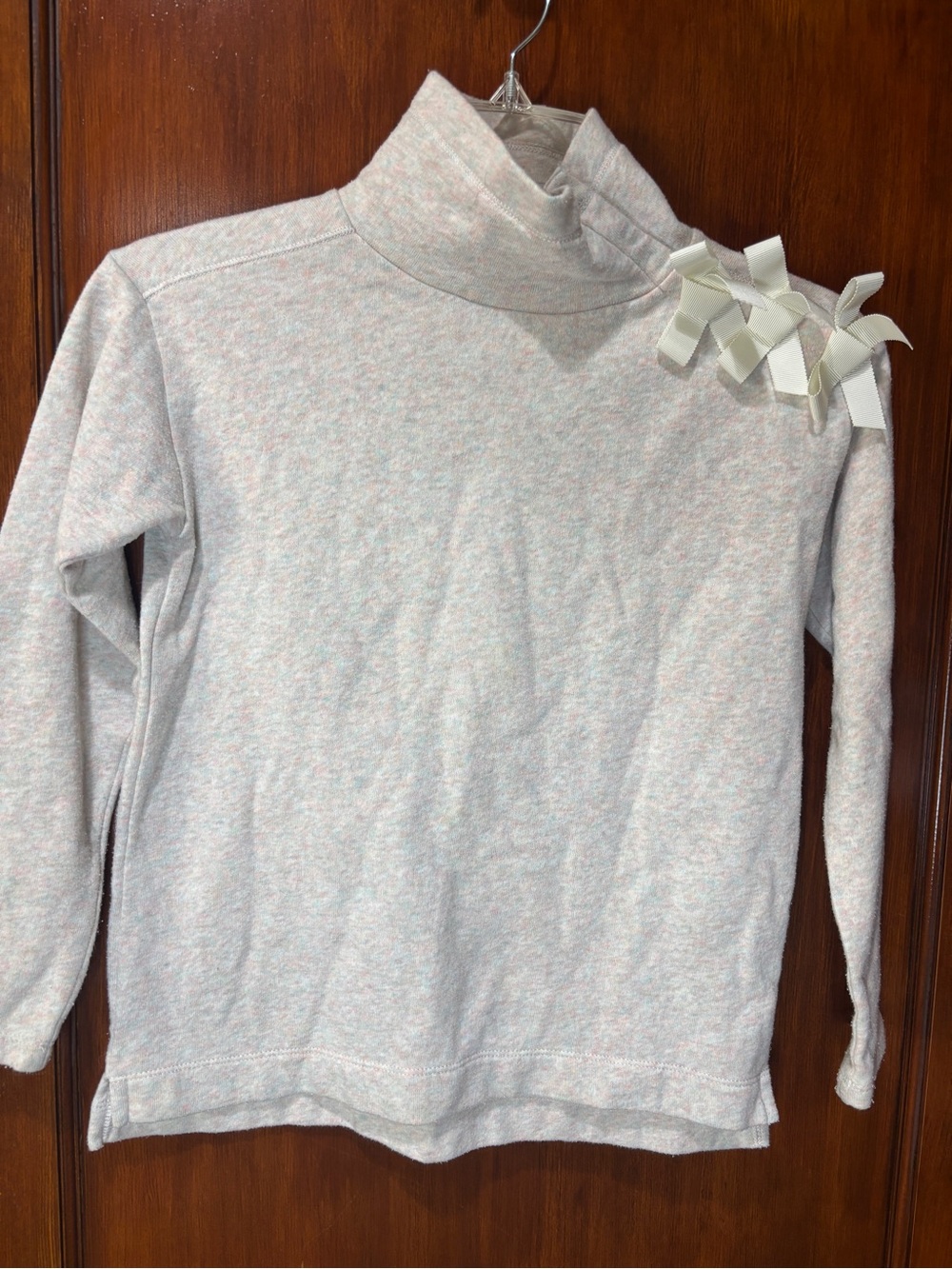 Crewcuts JCrew kids size 8 Speckled Cream Top with Shoulder Bows - Picture 3 of 6